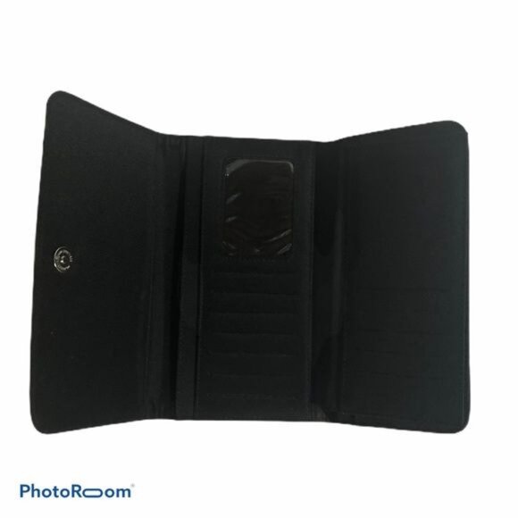 Dog black embellished snap wallet black blue women's separate check book READ - Picture 3 of 8